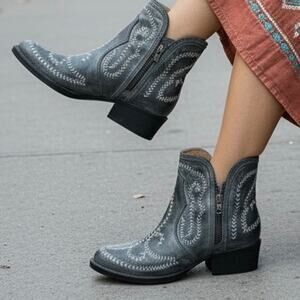 Sterling River Booties 
Distressed gray with Embroidery Vines women’s size 8.5